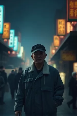 《深夜食铺》竖版海报，街边摊位的暖黄灯串